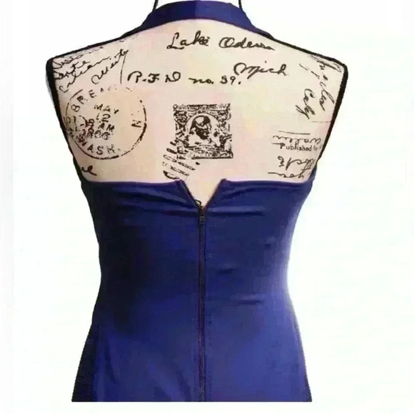 NWOT French Connection RITA Halter Knit Bodycon Cocktail Minidress Size 6 Blue - Picture 3 of 14